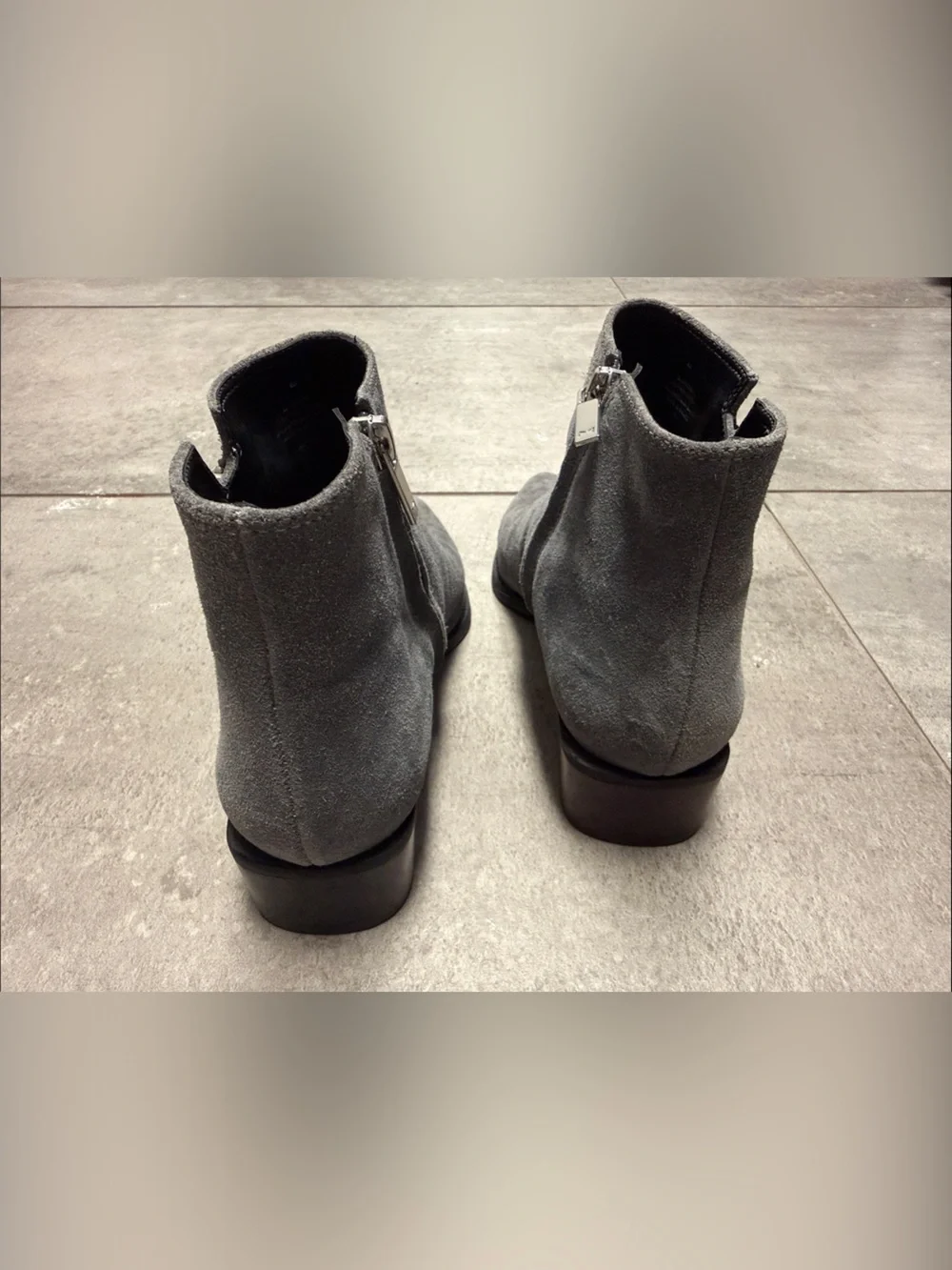 Marc Fisher Charcoal Suede Pointed Toe Ankle Booties with Side Zip